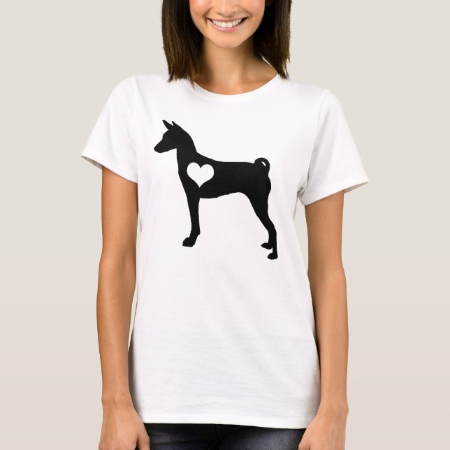 Camiseta T-shirt do coração de Basenji (Frente)