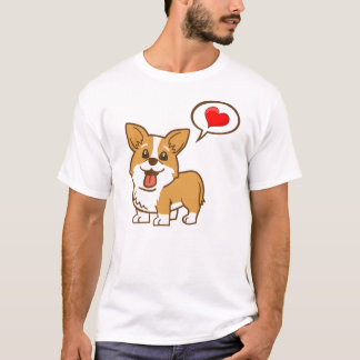 Camiseta T-shirt do "coração" do Corgi para homens