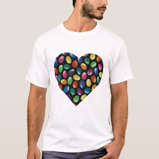 Camiseta T-shirt do coração do feijão de geléia