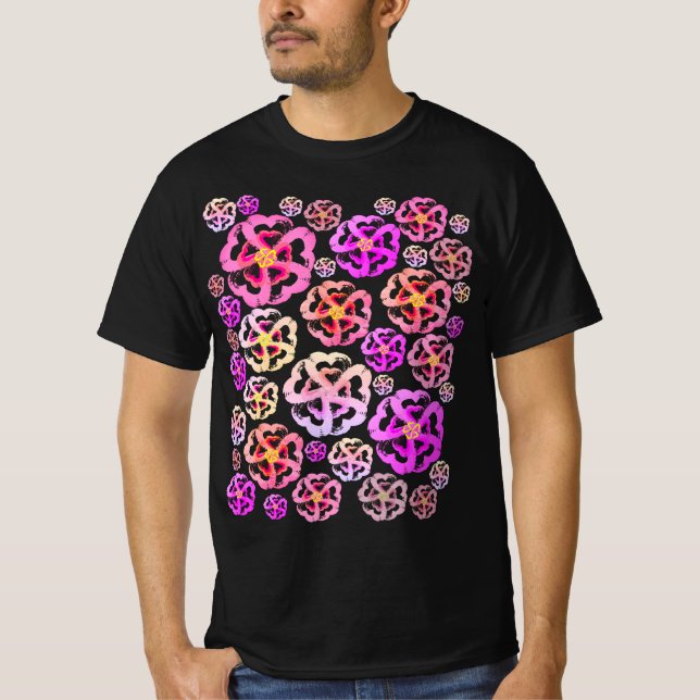 Camiseta T-shirt do Coração do Flor Rosa (Frente)