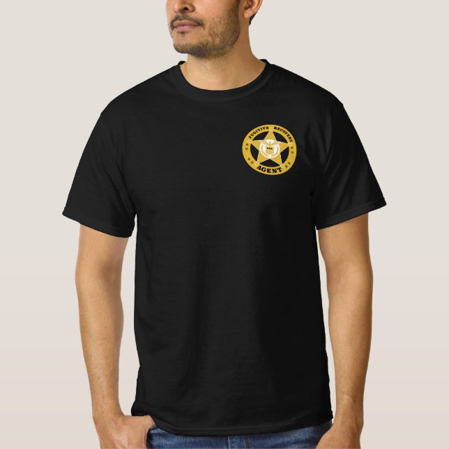 Camiseta T-Shirt do CRACHÁ do AGENTE DE RECUPERAÇÃO FUGITIV (Frente)