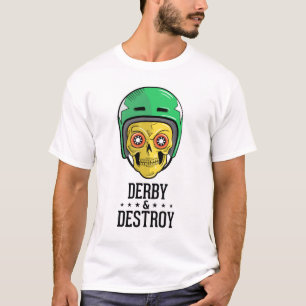 Camiseta T-shirt do crânio de Derby do rolo