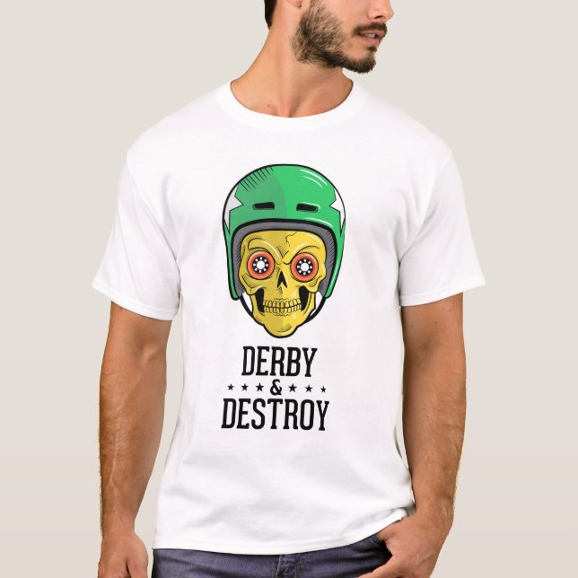 Camiseta T-shirt do crânio de Derby do rolo (Frente)
