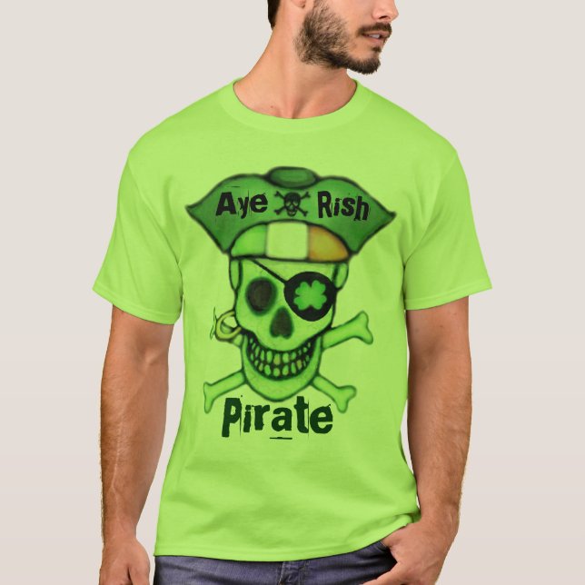 Camiseta T-shirt do crânio do pirata do dia de St Patrick (Frente)