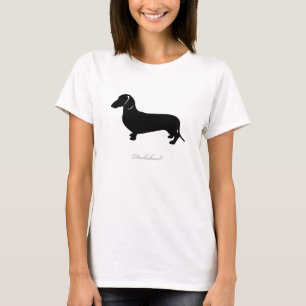Camiseta T-shirt do Dachshund (versão lisa preta 2 do