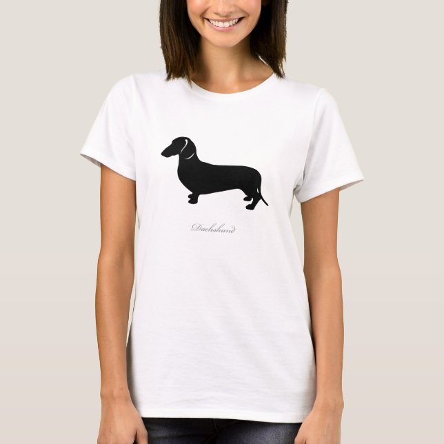 Camiseta T-shirt do Dachshund (versão lisa preta 2 do (Frente)