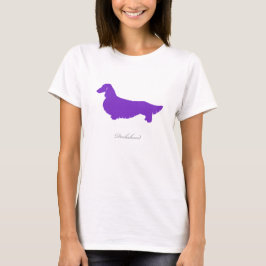 Camiseta T-shirt do Dachshund (versão longa roxa 1 do