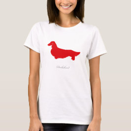 Camiseta T-shirt do Dachshund (versão longa vermelha 1 do