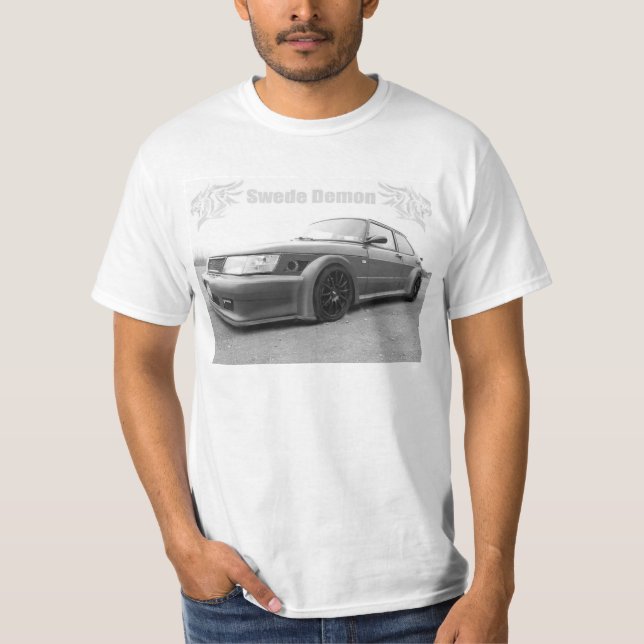Camiseta T-shirt do demónio do sueco de SAAB 900 (Frente)