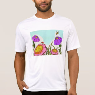 Camiseta T-shirt do desempenho dos homens do prado da flor