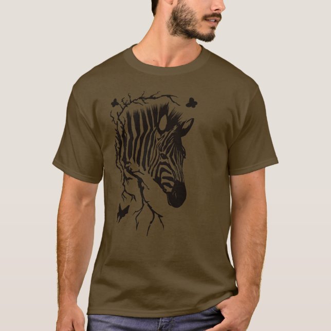 Camiseta T-shirt do design da cabeça da zebra (Frente)