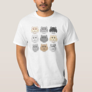 Camiseta T-shirt do design de nove chinchilas