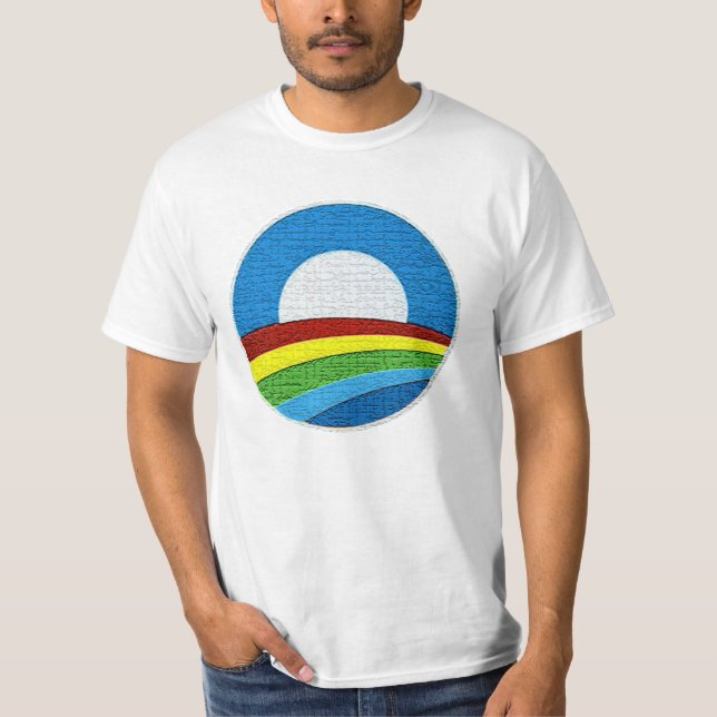 Camiseta T-shirt do design do círculo do arco-íris de Obama (Frente)