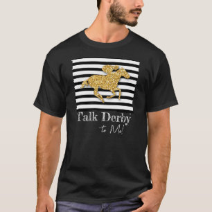 Camiseta T-Shirt do Dia de Cavalo de Corrida Dourado