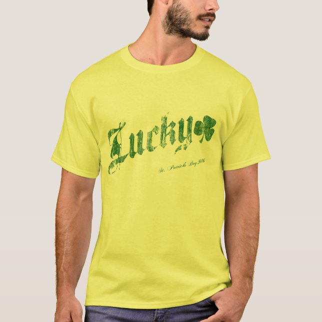 Camiseta T-shirt do dia de St Patrick afortunado - 3 (Frente)