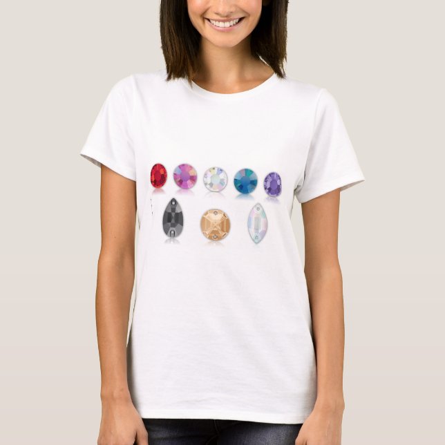 Camiseta T-shirt do diamante do cristal de rocha de Bling (Frente)