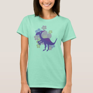 Camiseta T-shirt do dinossauro de Parasaurolophus da flor