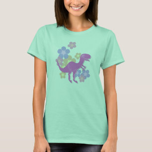 Camiseta T-shirt do dinossauro de T-Rex da flor