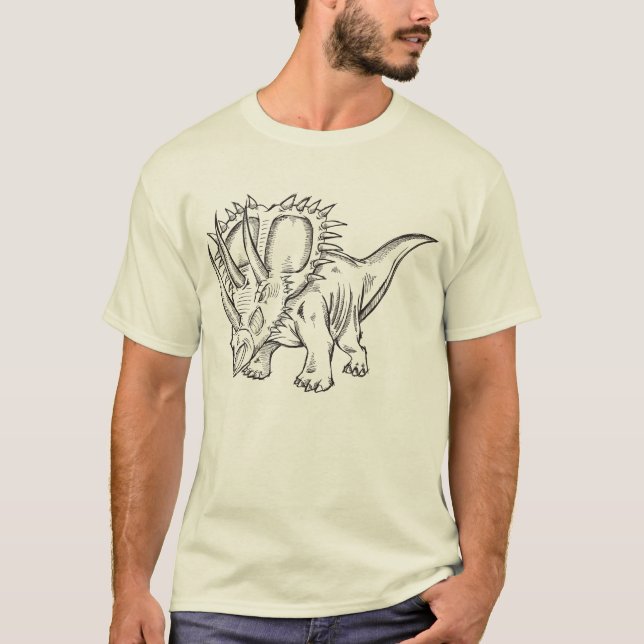 Camiseta T-shirt do dinossauro do Triceratops do Doodle do (Frente)