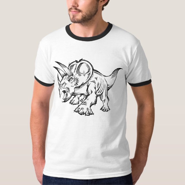 Camiseta T-shirt do dinossauro do Triceratops do Doodle do (Frente)