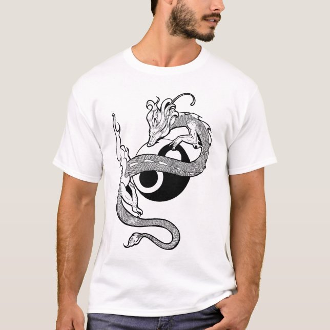Camiseta T-shirt do dragão de Yin-Yang (Frente)