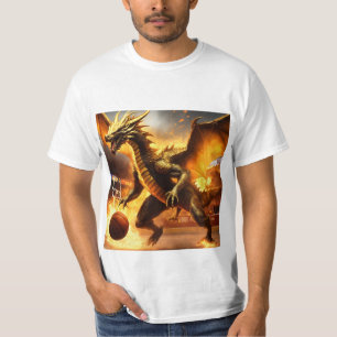 Camiseta T-Shirt do Dragão Japonês com Watercolor Wash Back