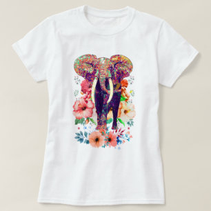Camiseta T-shirt do elefante e da flor