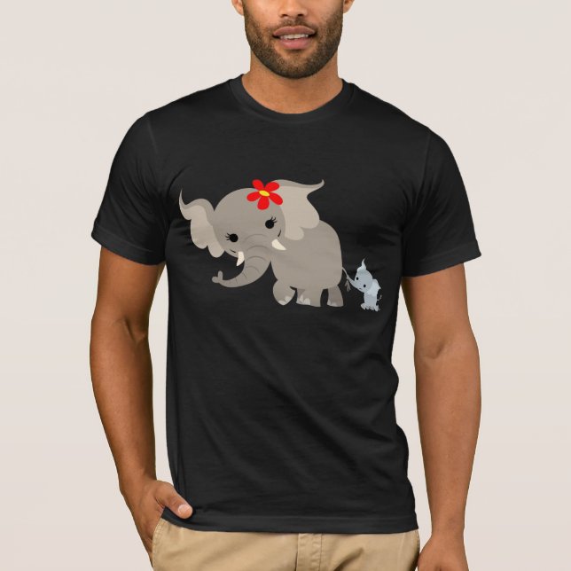 Camiseta T-shirt do elefante e da vitela da mãe dos (Frente)