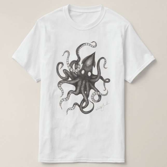 Camiseta T-shirt do esboço de Kraken (Frente do Design)