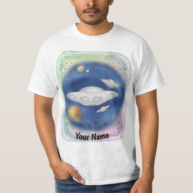 Camiseta T-Shirt do Espaçamento de Alienígena Personalizado (Frente)