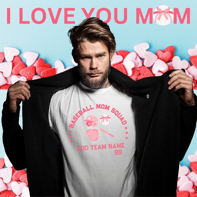 Camiseta T-Shirt do Esquadrão da Mãe de Baseball Personaliz (Baseball Gift For Mom, Best Baseball gift for her)