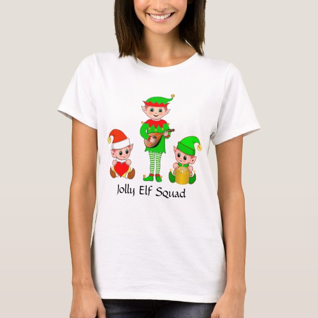 Camiseta T-Shirt do Esquadrão de Elfo de Natal Moderno (Frente)