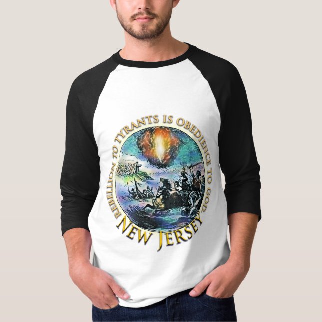 Camiseta t-shirt do Estado da Rebelião de Nova Jersey (Frente)