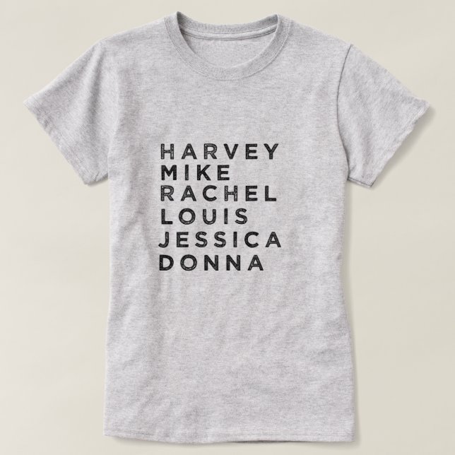 Camiseta T-shirt do fã do caráter dos ternos (Frente do Design)