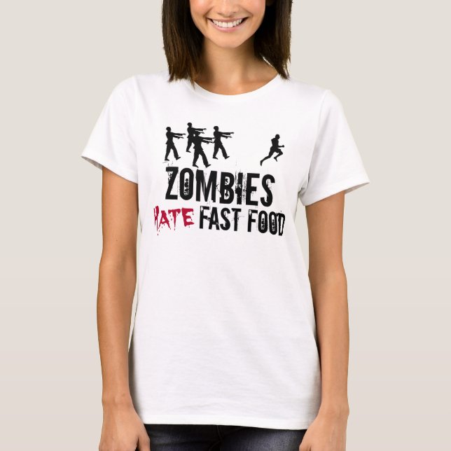 Camiseta T-shirt do fast food do ódio dos zombis das (Frente)