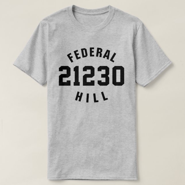 Camiseta T-shirt do Federal Hill 21230 (Frente do Design)