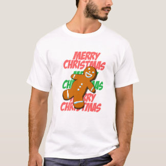 Camiseta T-shirt do Feliz Natal do homem de pão-de-espécie