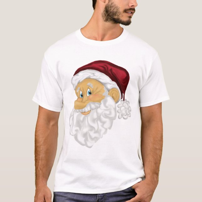 Camiseta T-shirt do feriado do Natal da cara do papai noel (Frente)