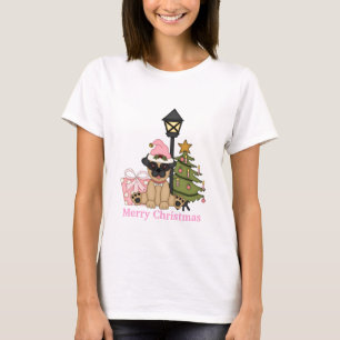 Camiseta T-shirt do feriado do Pug do Natal