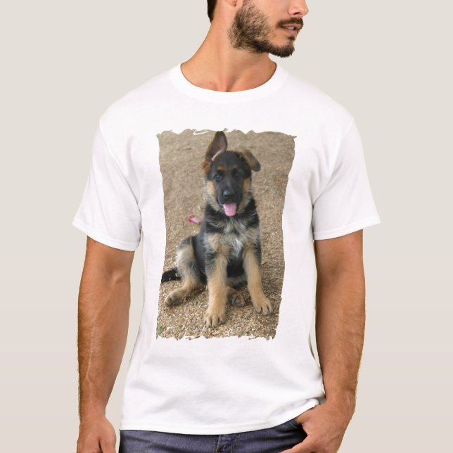Camiseta T-shirt do filhote de cachorro do german shepherd (Frente)