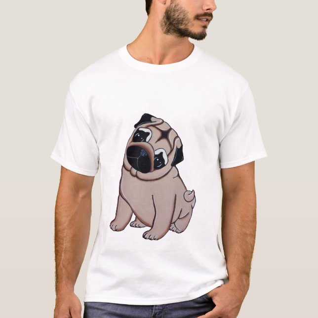Camiseta T-shirt do filhote de cachorro do Pug da jovem (Frente)