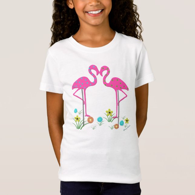 Camiseta T-shirt do flamingo das crianças (Frente)