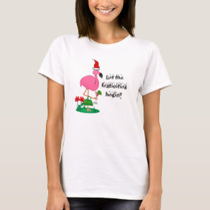 Camiseta T-shirt do flamingo do Natal