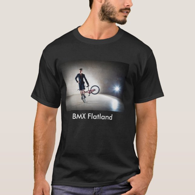 Camiseta T-shirt do Flatland de BMX com texto customizável (Frente)
