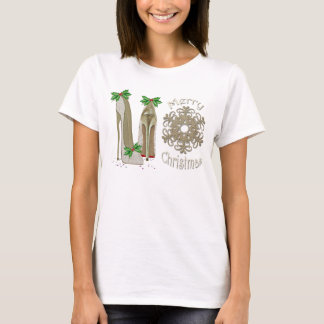Camiseta T-shirt do floco de neve do estilete do azevinho
