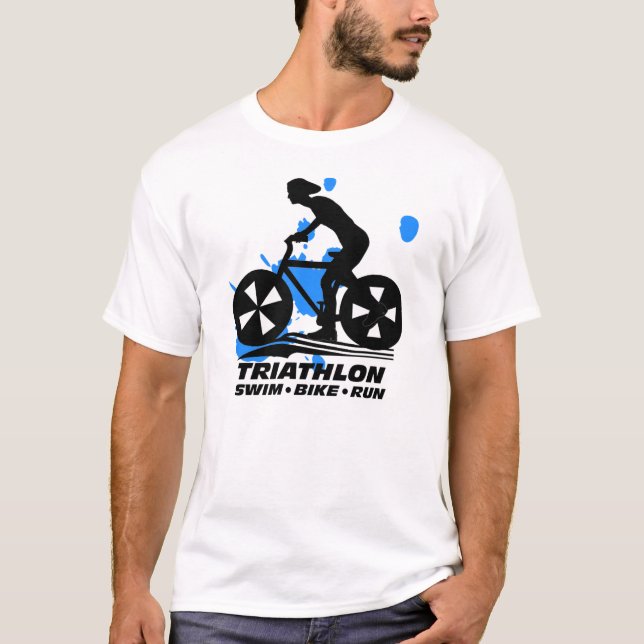 Camiseta T-shirt do funcionamento da bicicleta da natação (Frente)