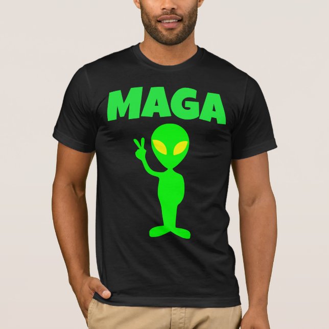 CAMISETA T-SHIRT DO FUNDO DE PAZ DA ALIENÍGENA MAGA TRUMP (Frente)