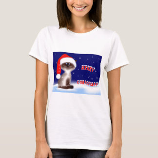Camiseta T-shirt do gatinho do Natal para mulheres