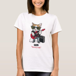 Camiseta T-Shirt do gatinho Rockstar