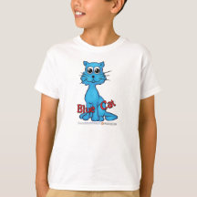 T-shirt do gato azul do livro vermelho do gato